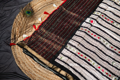 Premium Soft munga silk with frenchknot hand embroidery