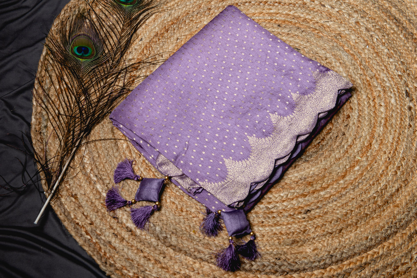 Banarasi silk lavender scallop saree