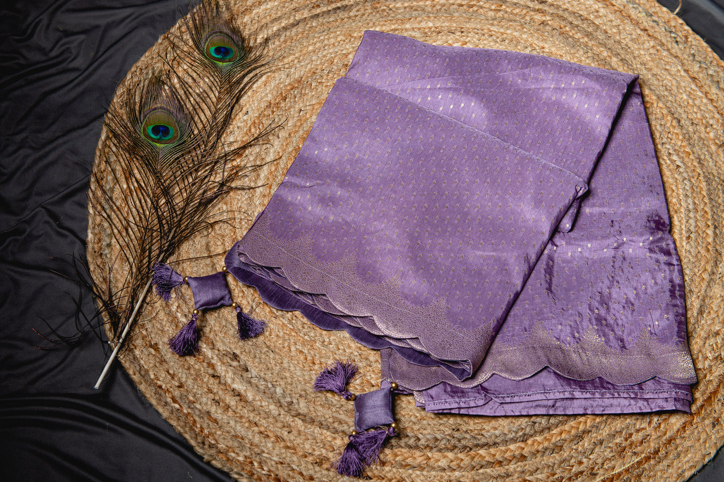 Banarasi silk lavender scallop saree