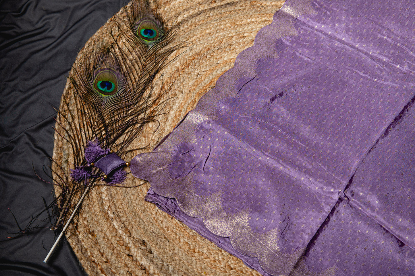 Banarasi silk lavender scallop saree
