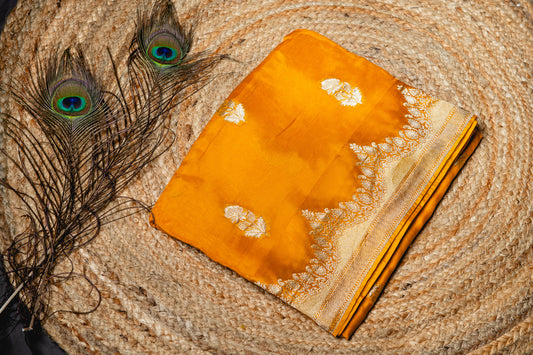 Organza silk bansarasi weave- Mustard