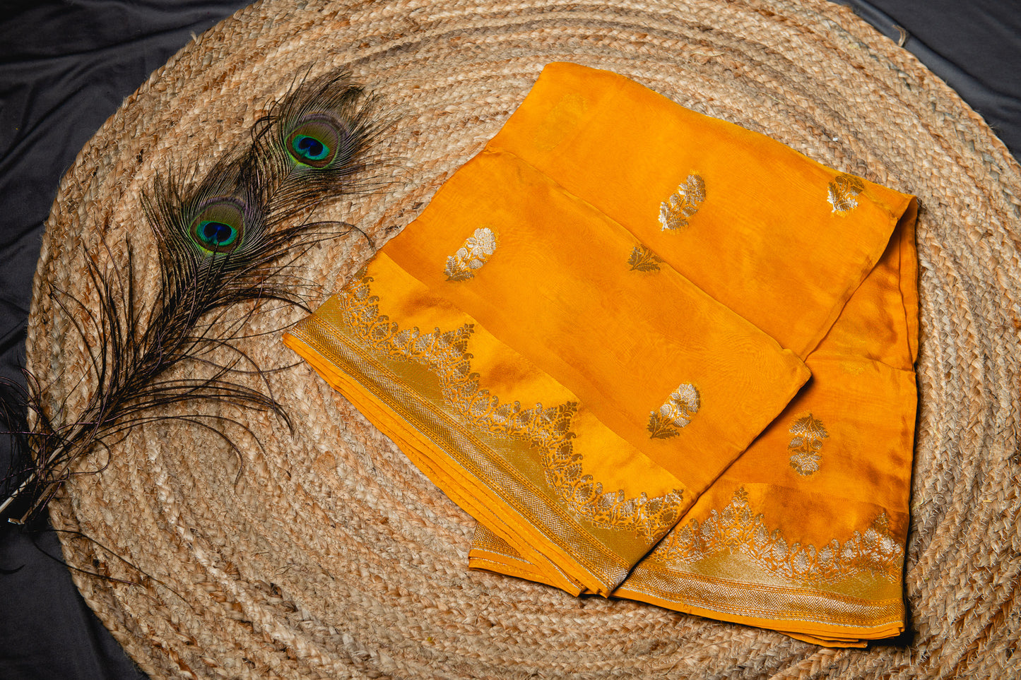 Organza silk bansarasi weave- Mustard