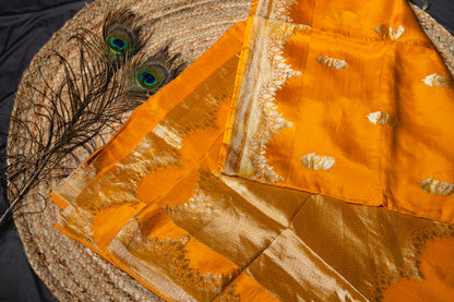 Organza silk bansarasi weave- Mustard
