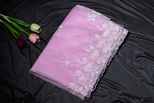 Pink Organza embroidery saree