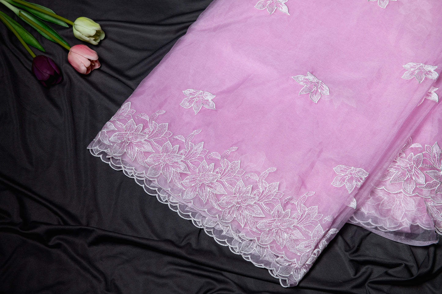 Pink Organza embroidery saree