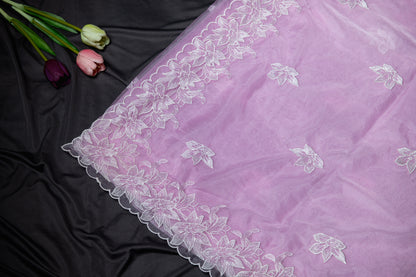 Pink Organza embroidery saree