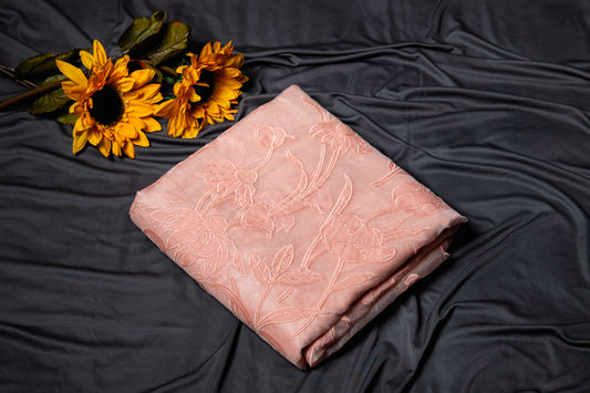 Organza glass tissue applique saree - Peach