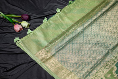 Pure chanderi rankart saree - Green