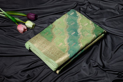 Pure chanderi rankart saree - Green