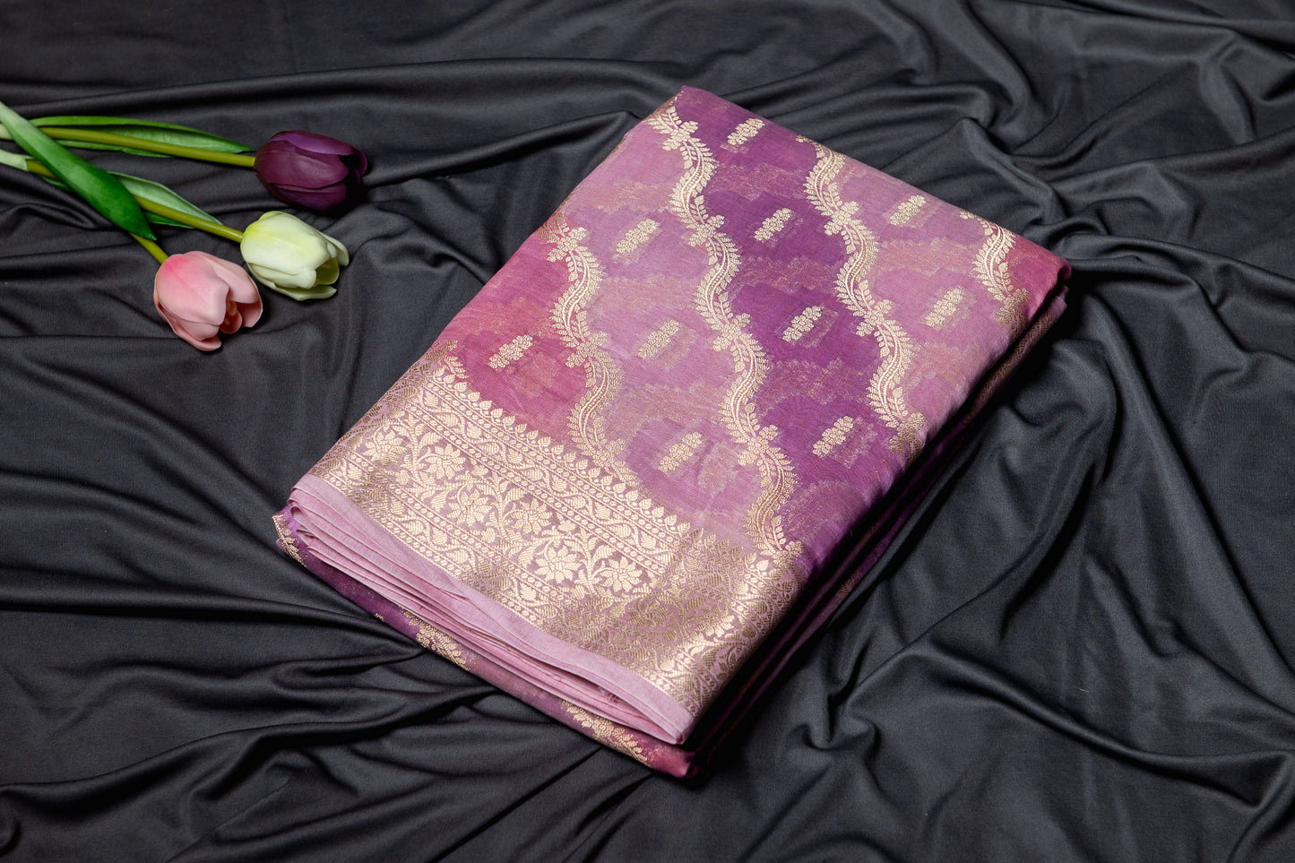 Pure chanderi rankart saree - Pink