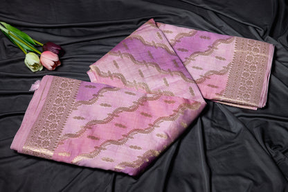 Pure chanderi rankart saree - Pink
