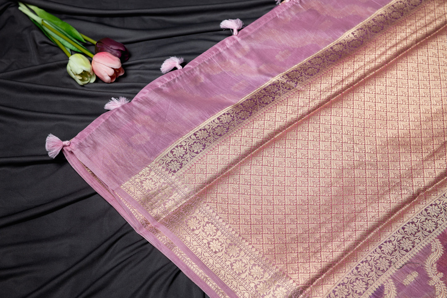 Pure chanderi rankart saree - Pink