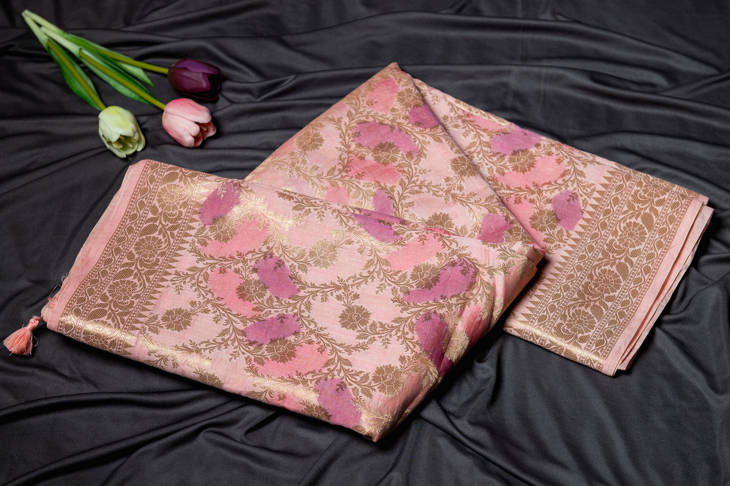 Pure chanderi rankart saree