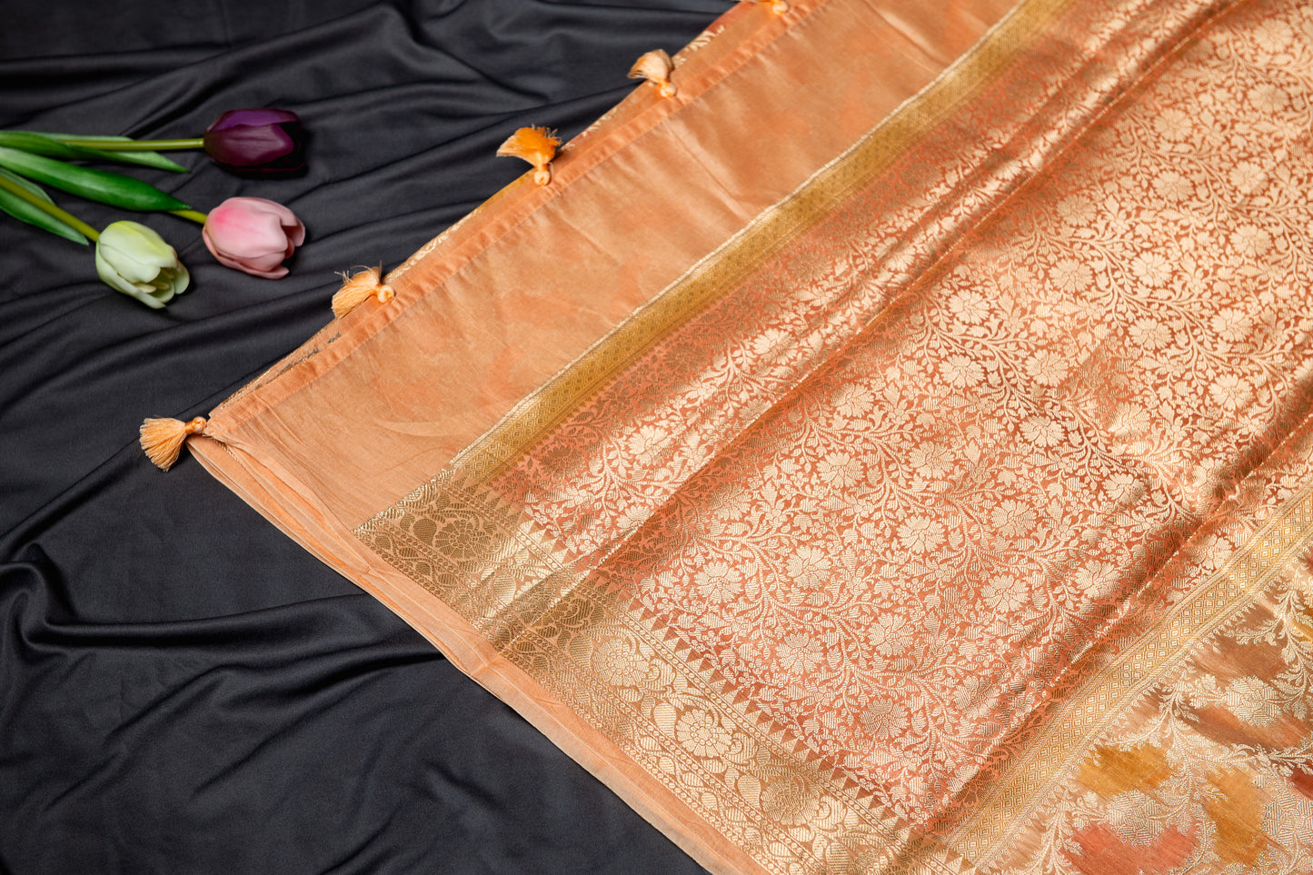 Pure chanderi rankart saree