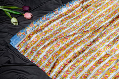 Pure modal silk handblock saree- blue