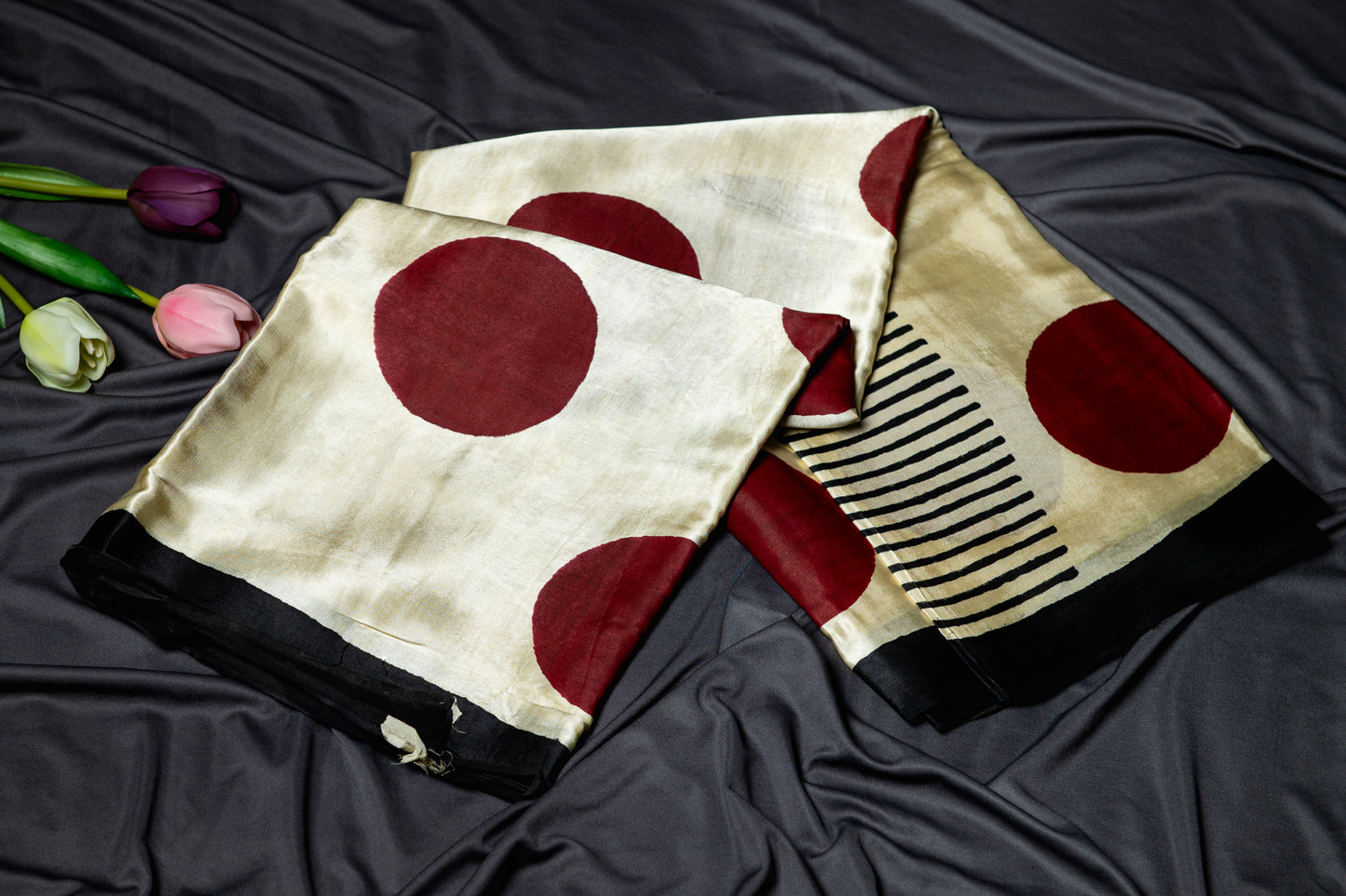 Pure modal silk handblock saree- Beige