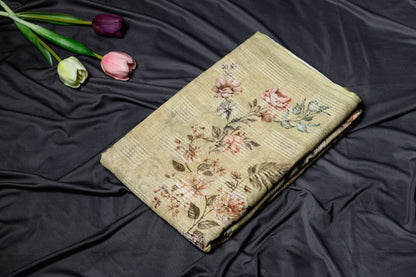 Pure Linen deer kantha work saree