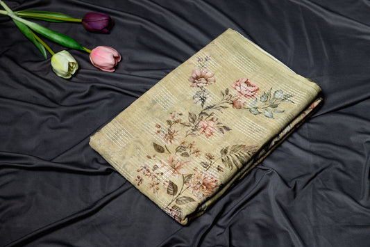 Pure Linen deer kantha work saree