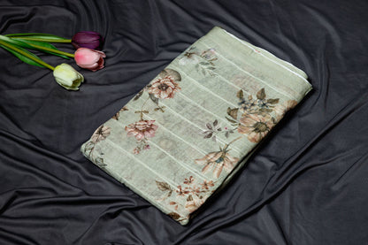 Pure Linen deer printed saree