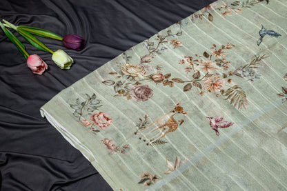 Pure Linen deer printed saree