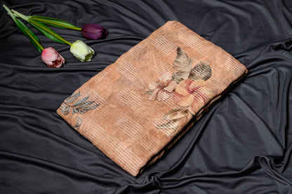 Pure linen kantha embroidery saree