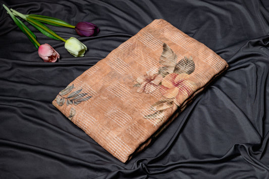 Pure linen kantha embroidery saree