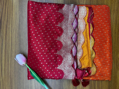 Banarasi silk ombre scallop saree