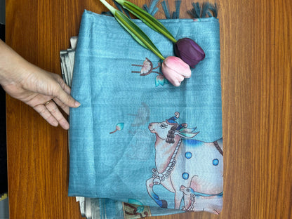 Semi organza pichwai print saree