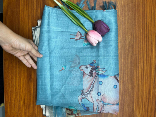 Semi organza pichwai print saree