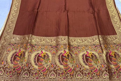Bhoomi - Brown color pure dola silk saree