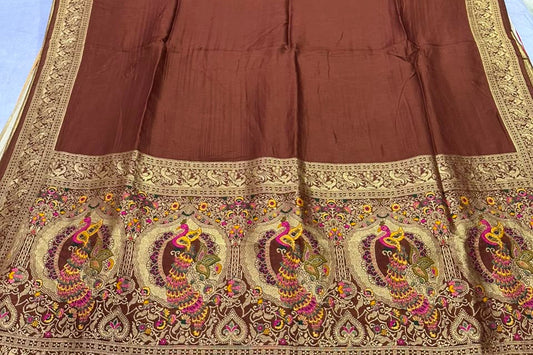 Bhoomi - Brown color pure dola silk saree