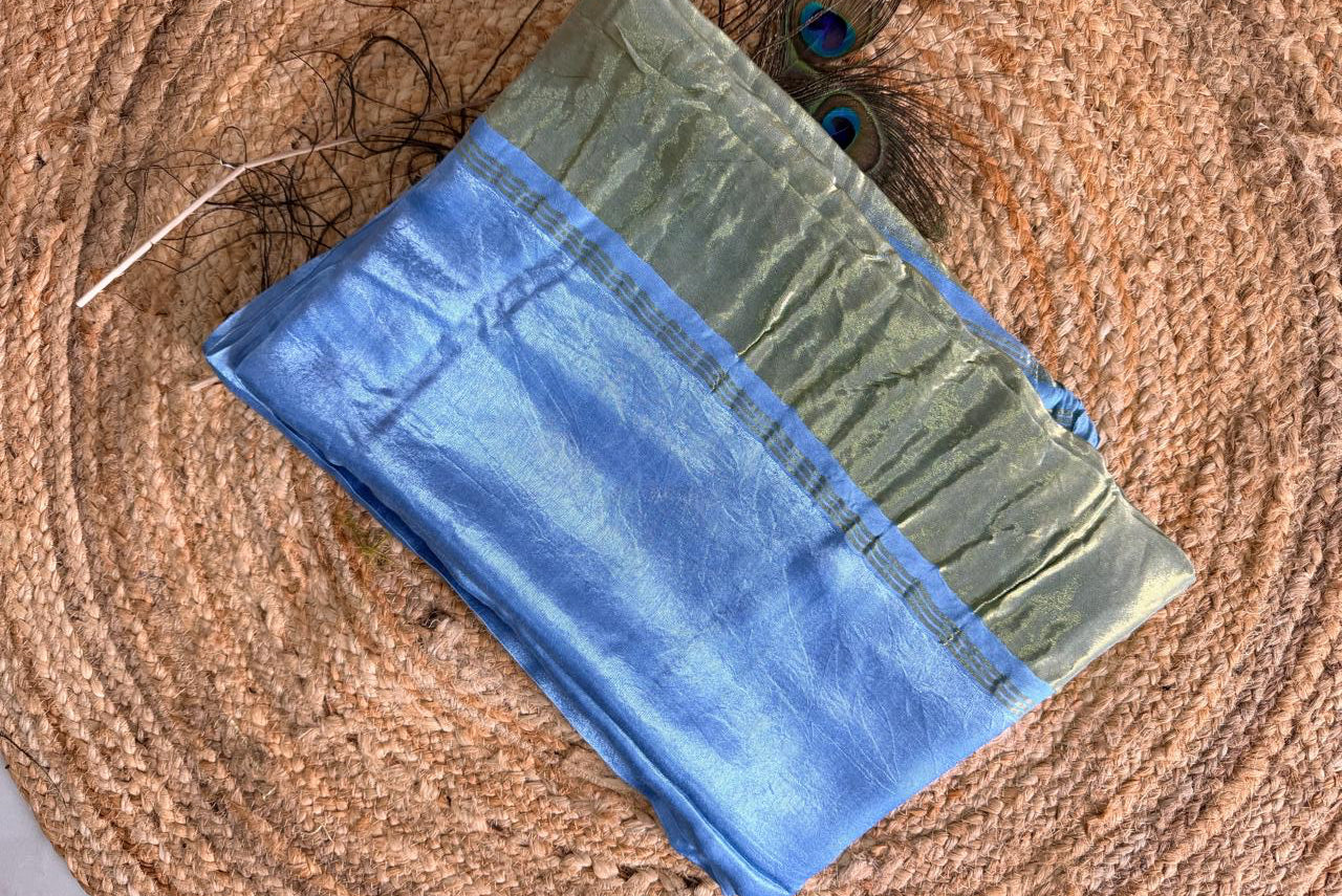 Sea blue pure modal silk saree