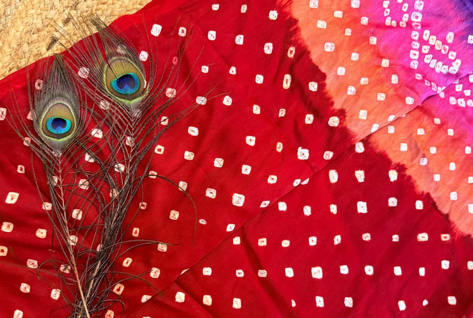 Chukki -Royal red Bandhani pure modal silk saree