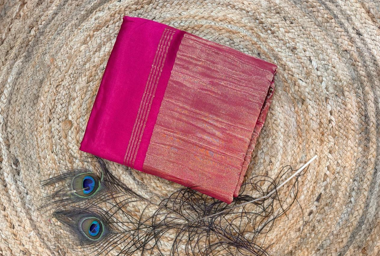 Rani pink pure modal silk saree