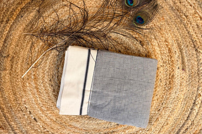 Ganga - Pure handloom patteda anchu white and black