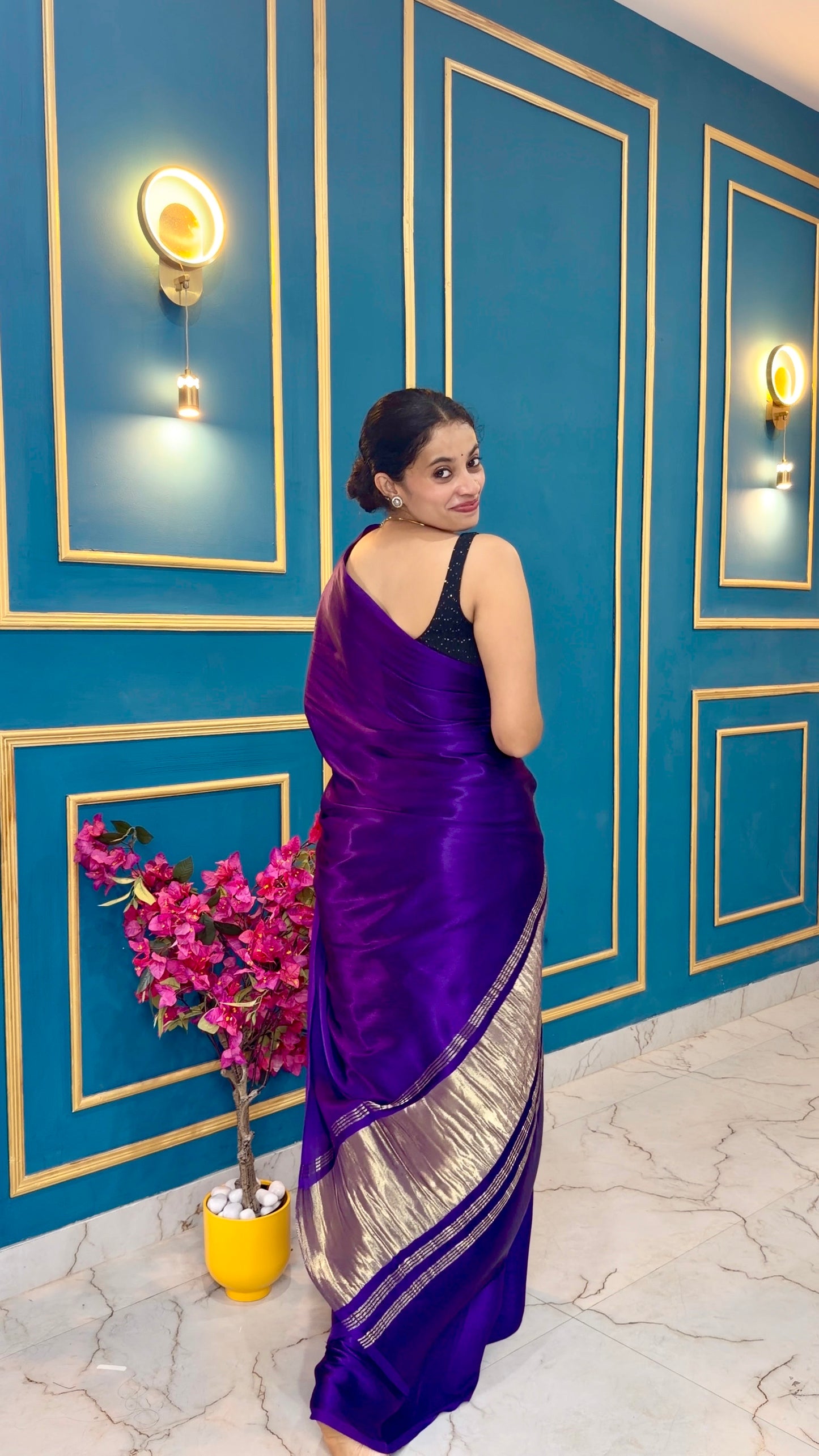 Purple pure modal silk saree
