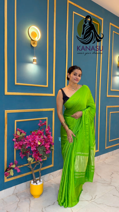 Green pure modal silk saree