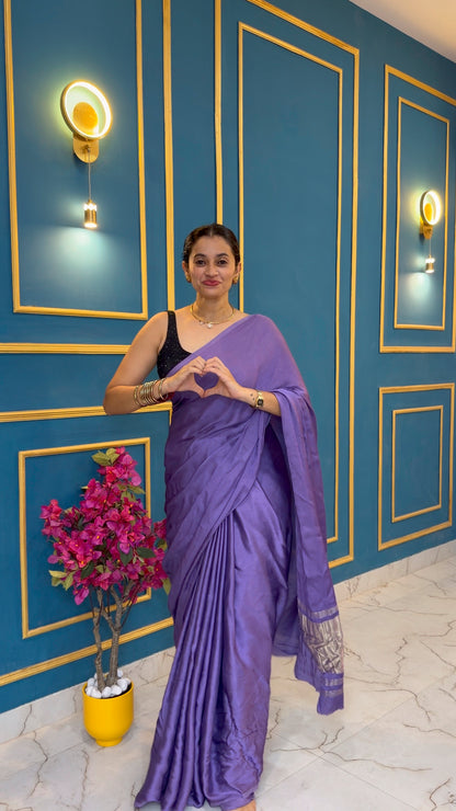 Lavender pure modal silk saree