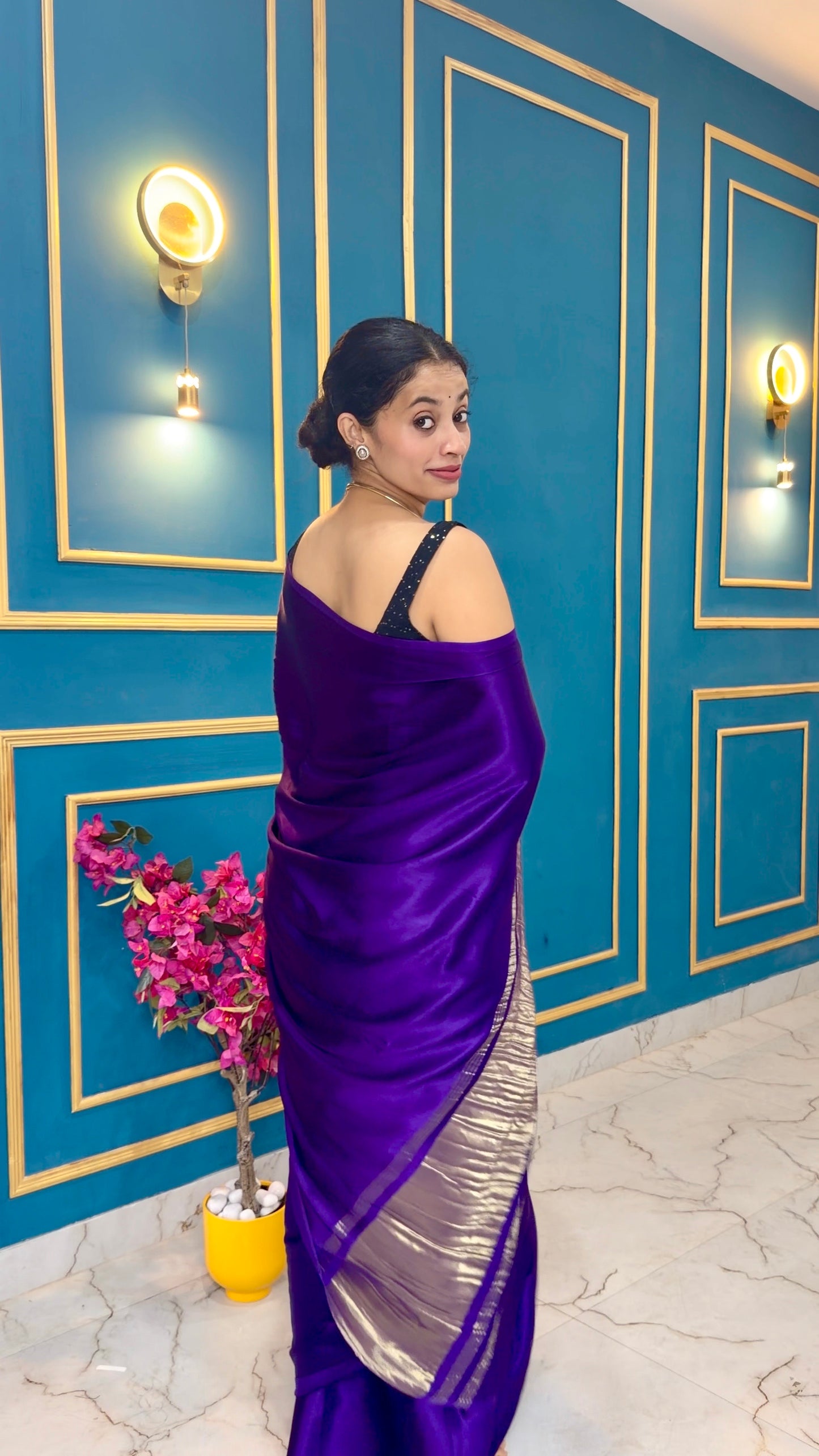 Purple pure modal silk saree