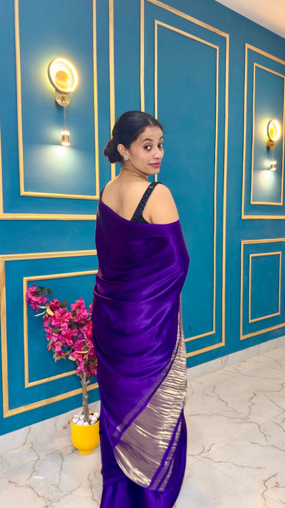 Purple pure modal silk saree