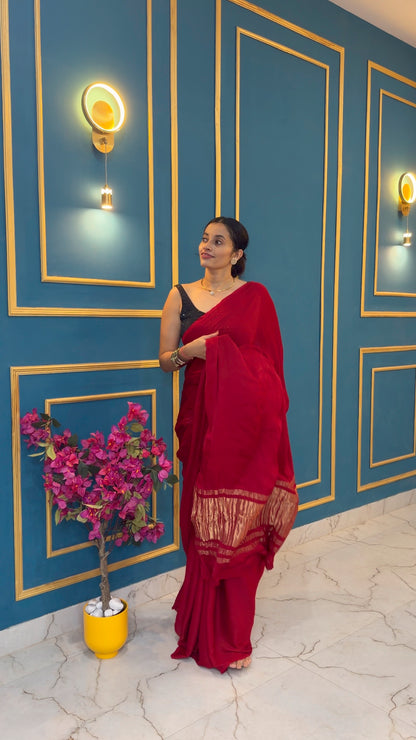 Ruby Red pure modal silk saree