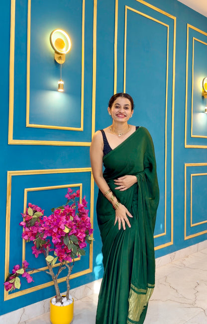 Bottle Green pure modal silk saree