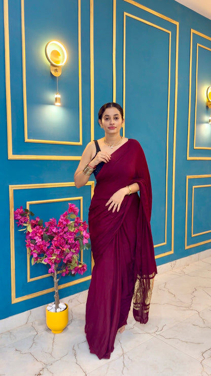 Wine pure modal silk saree