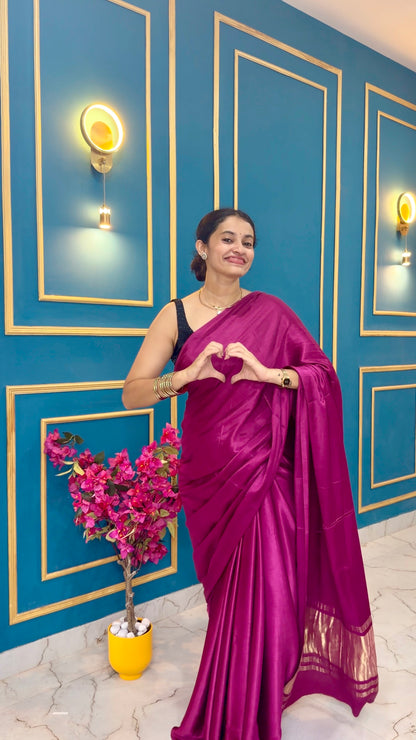 Magenta pink pure modal silk saree