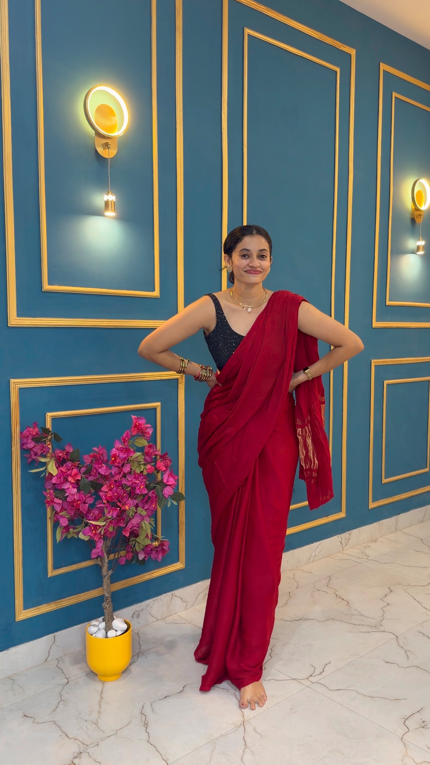 Ruby Red pure modal silk saree