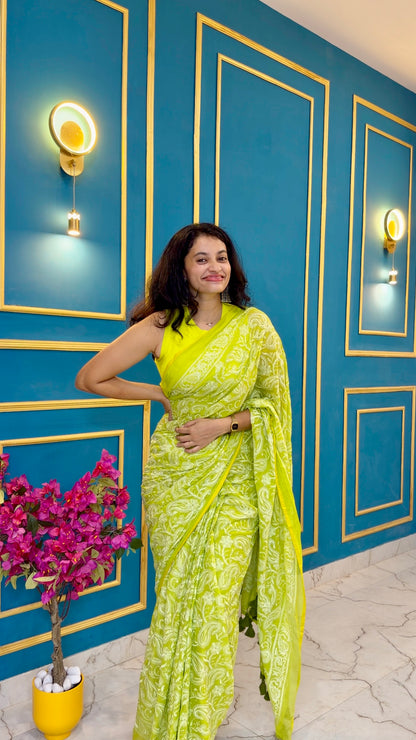 Nimbu - Pure Mul chikankari embroidery