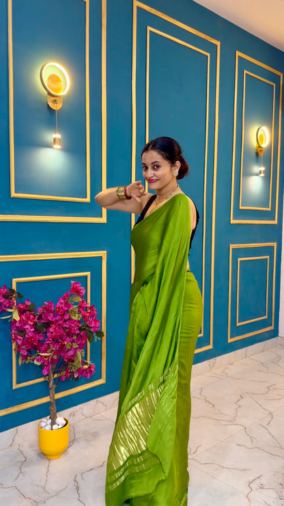 Green pure modal silk saree