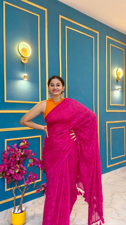 Pinky - Pure Mul chikankari embroidery