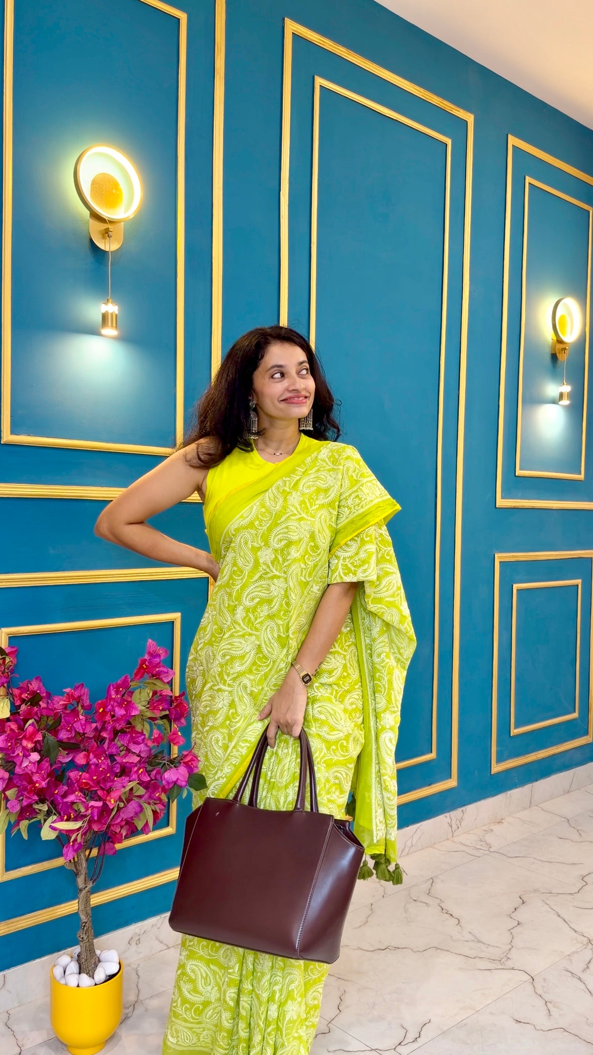 Nimbu - Pure Mul chikankari embroidery