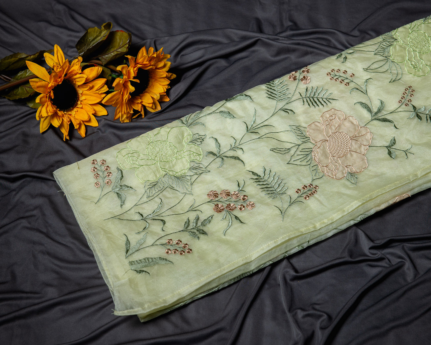 Pure Organza silk applique embroidery  saree